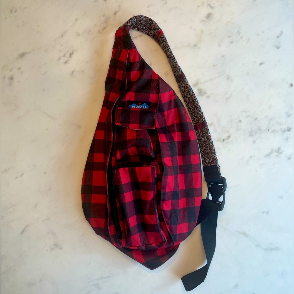 Kavu Buffalo Plaid Sling Bag Crossbody Backpack